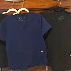 FIGS Navy and Black Scrub Tops and pants
